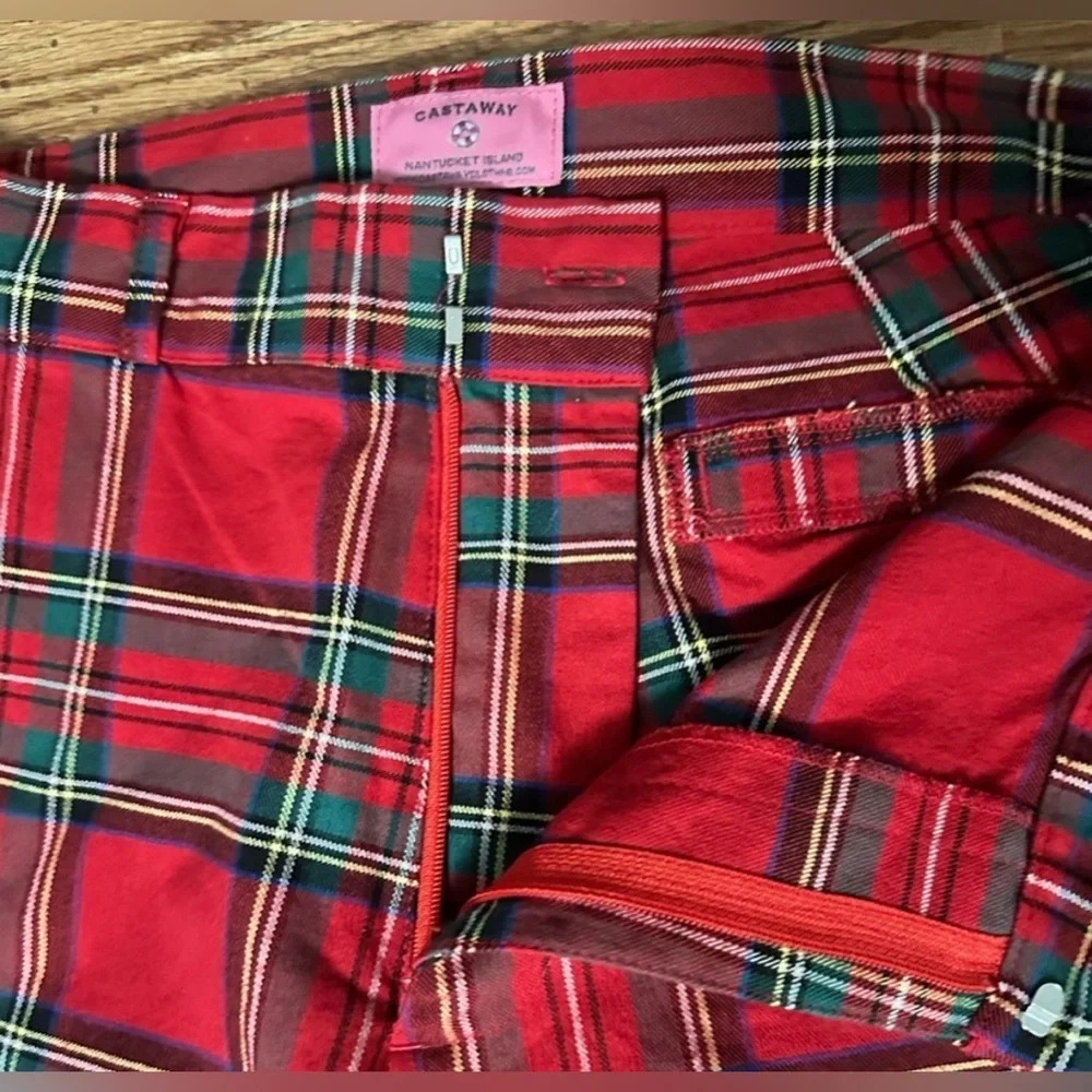 CASTAWAY NANTUCKET ISLAND Ankle Capri Stretch Twill Plaid Pants - Picture 11 of 11